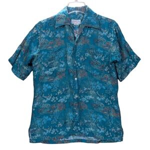 Vintage Monet LTD Traditional Asian Pagoda Streetwear Button Up Shirt Men Medium